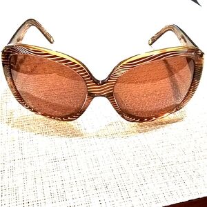 Versace Stylish Brown And Tan Sunglasses With Pattern